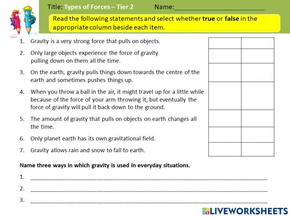 Science Tier 2 - Gravity