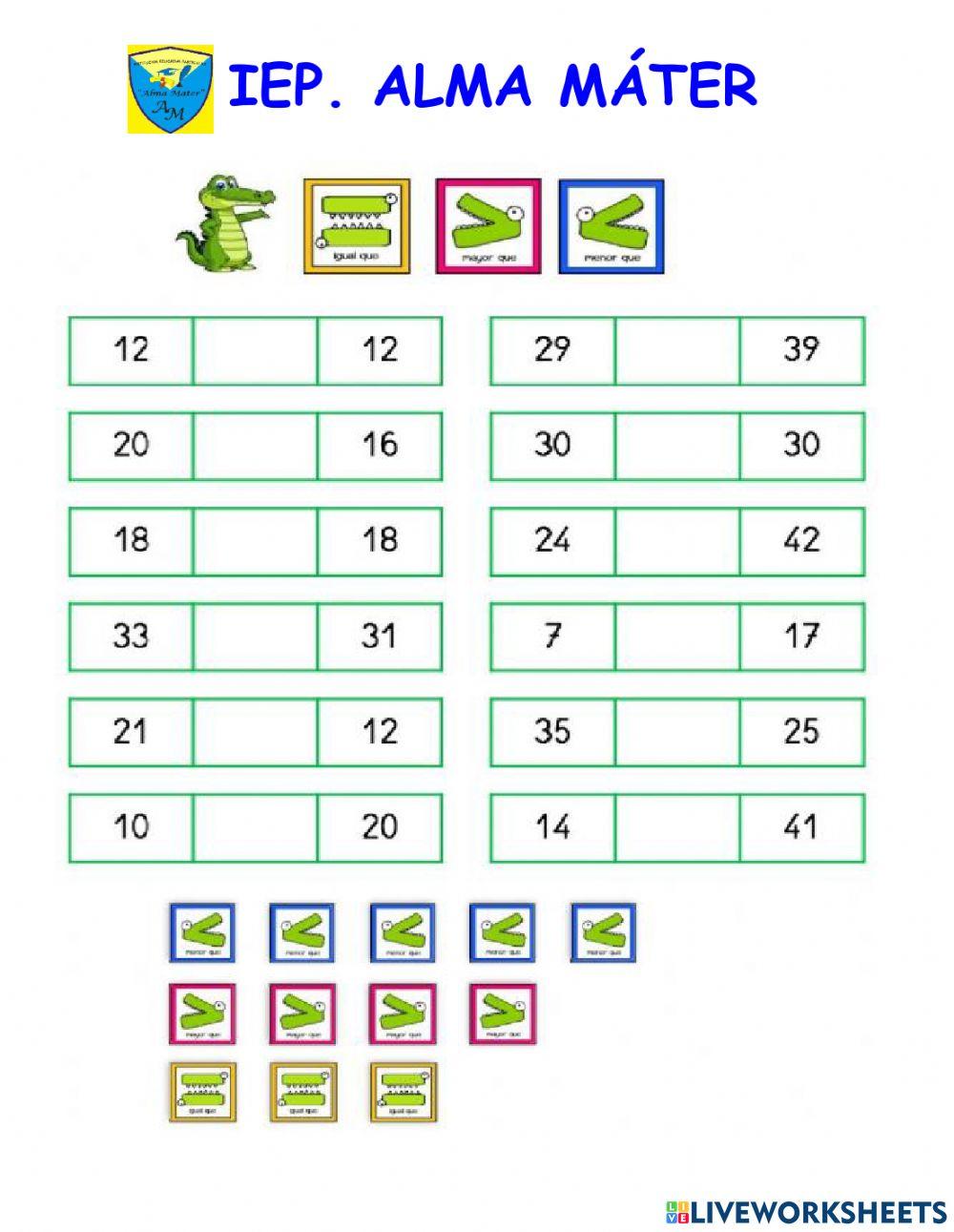 Mayor, menor e igual