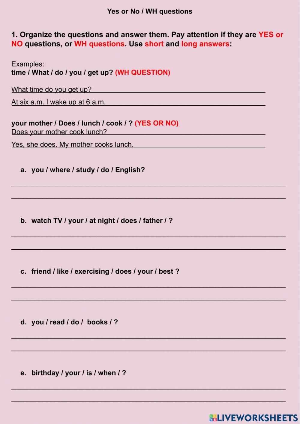 Yes or No - WH questions