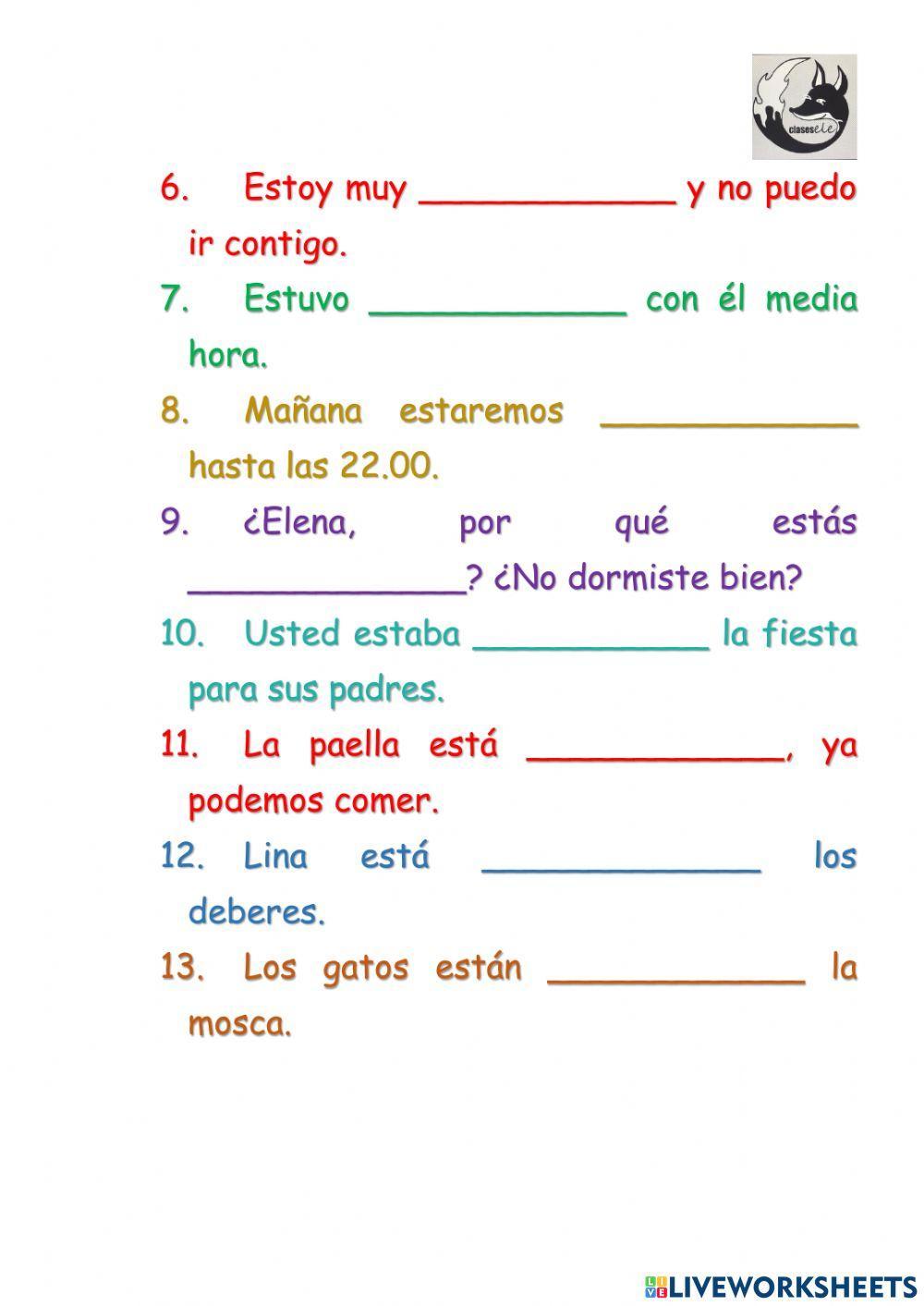 Estar + participio-gerundio