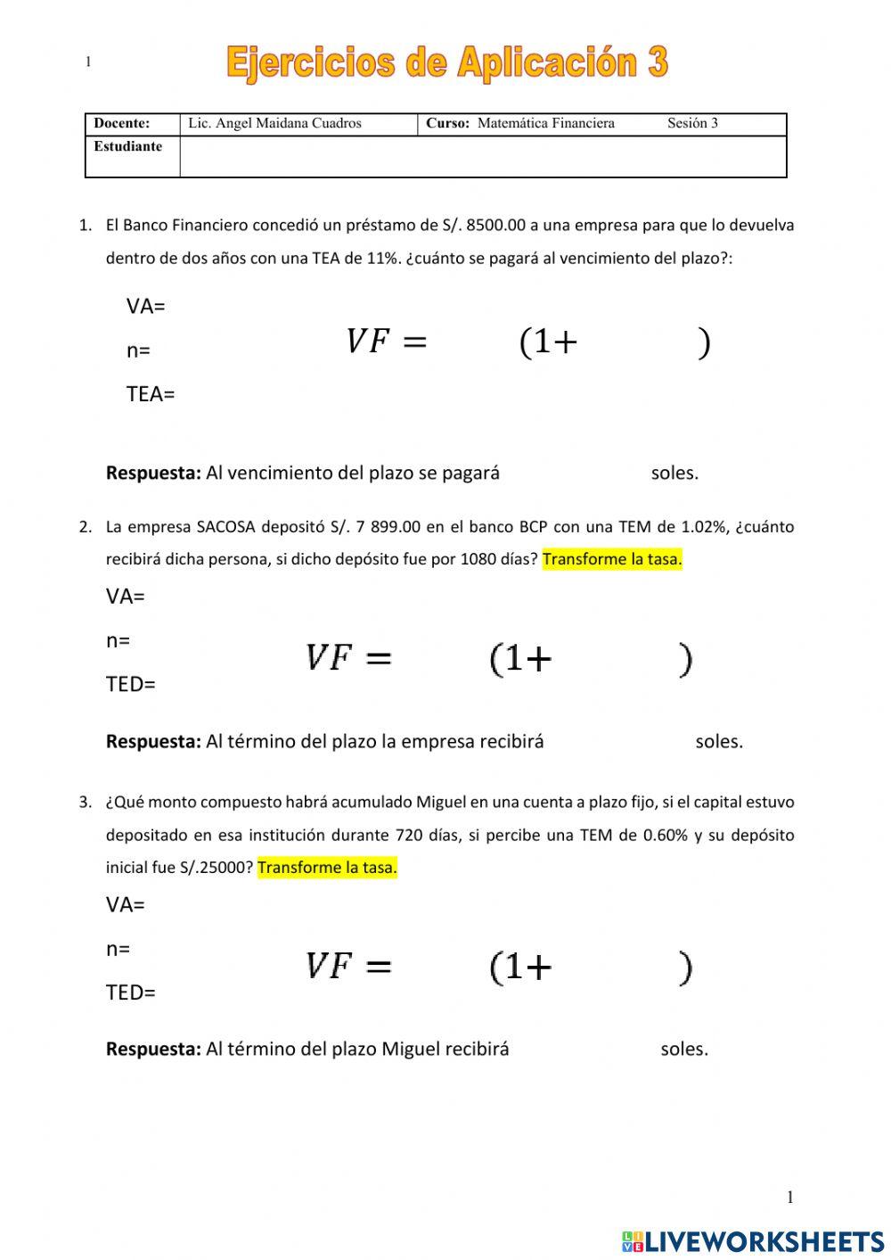 Problemas de Valor Futuro y Valor Actual 1