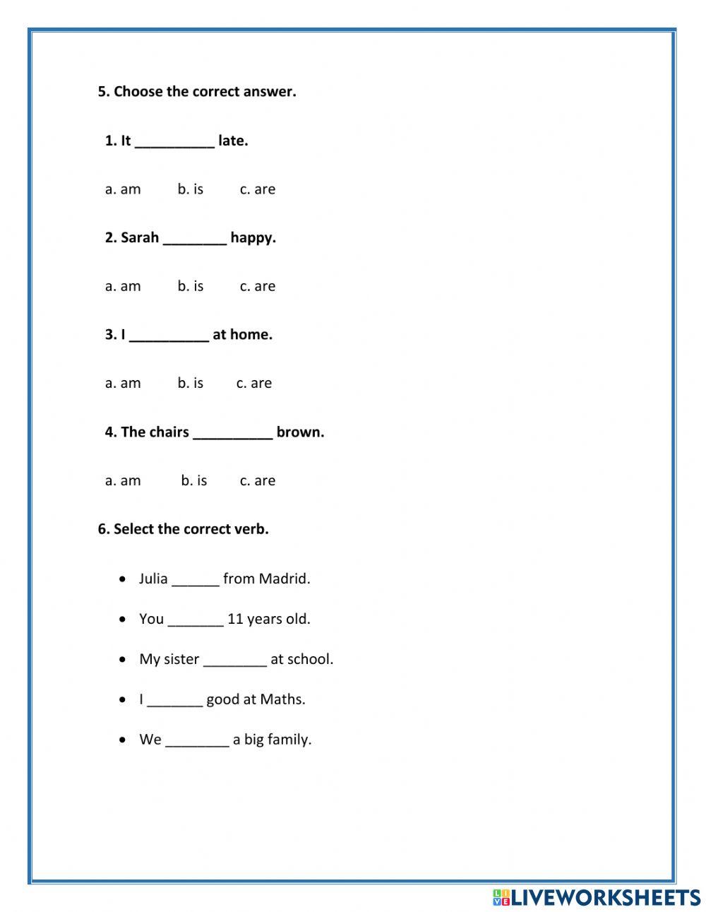 Verb be- affirmative sentences