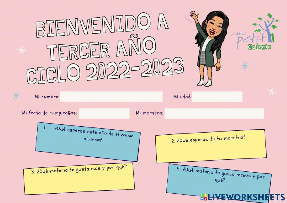 Bienvenida 3er año