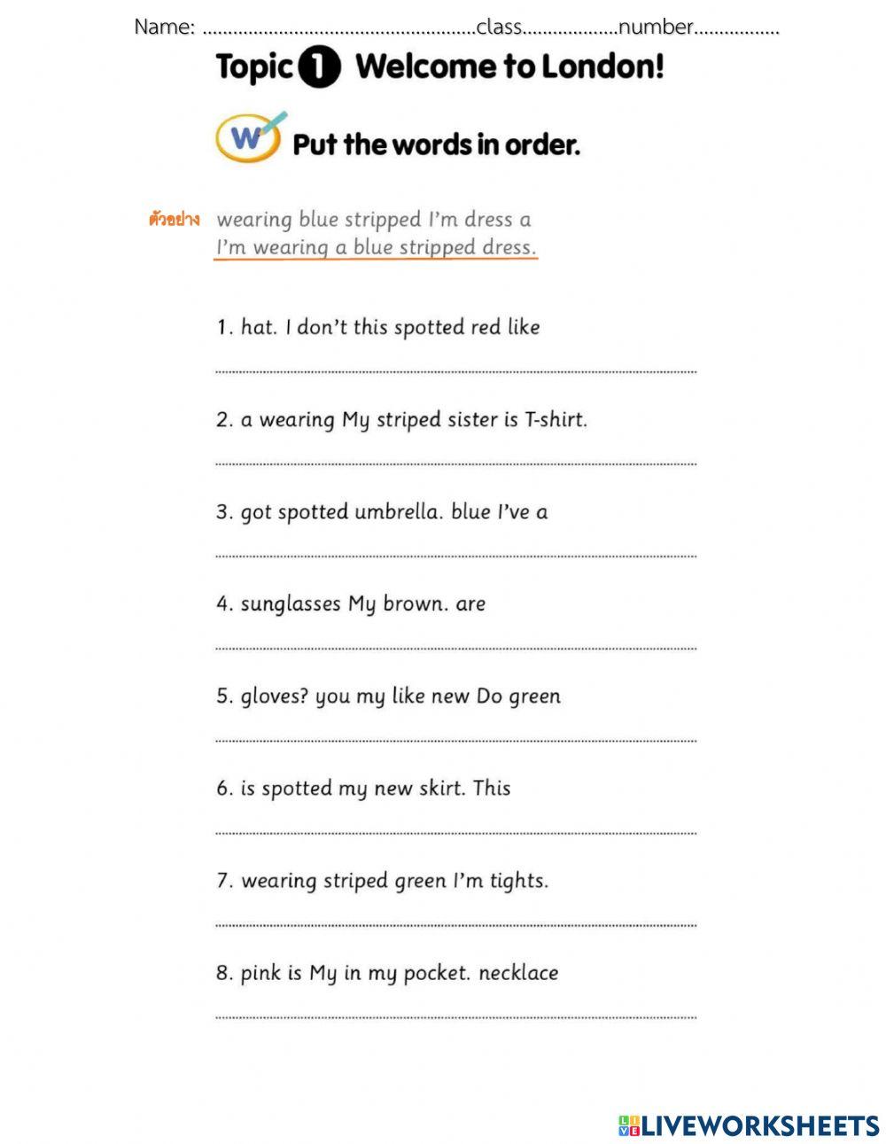 Live worksheet unit13