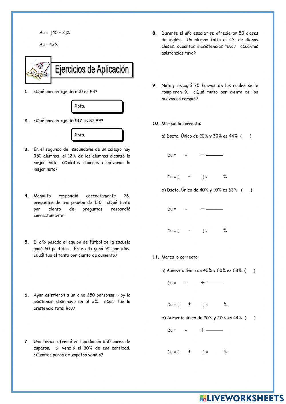 Aumentos y descuentos