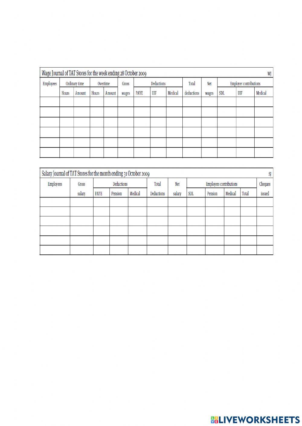 Accountantcy workable scedules