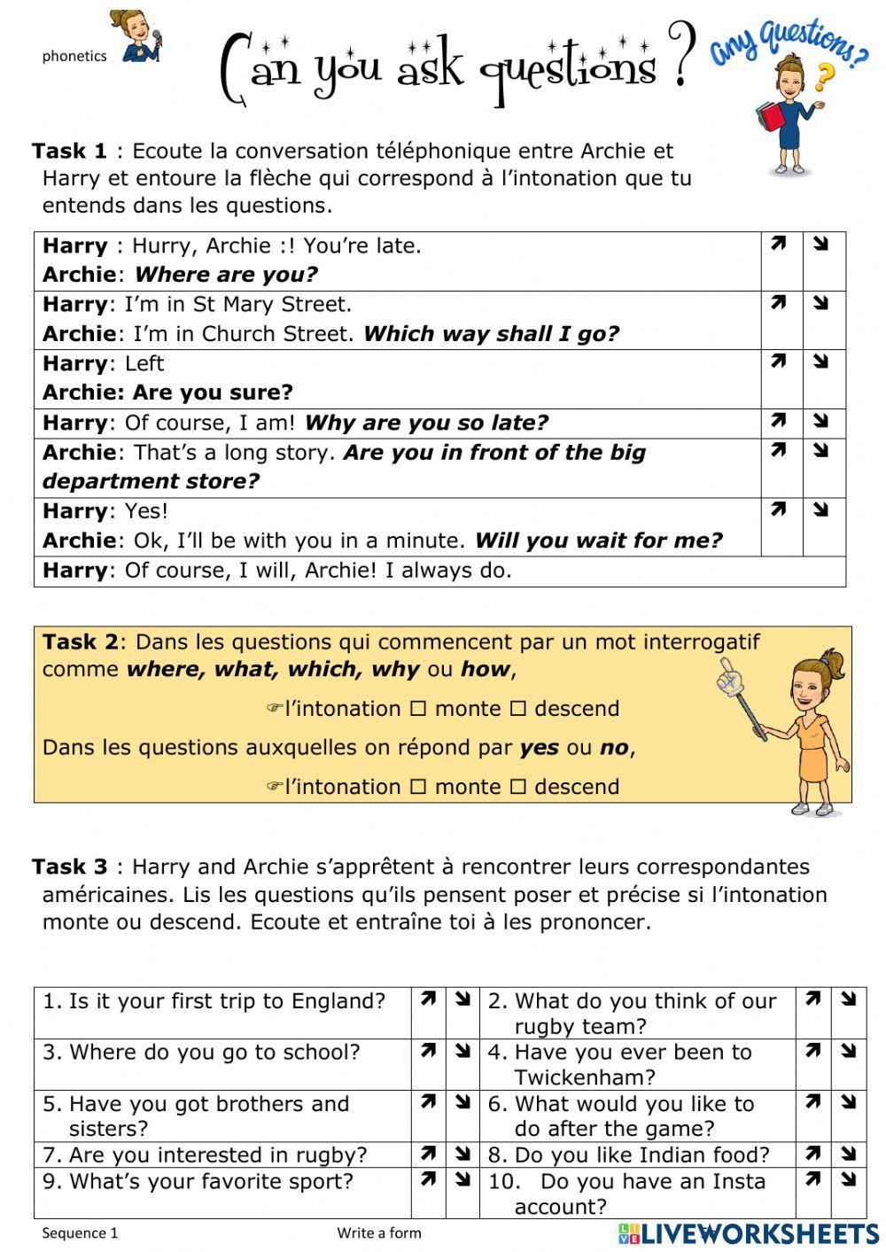 Ask questions intonation