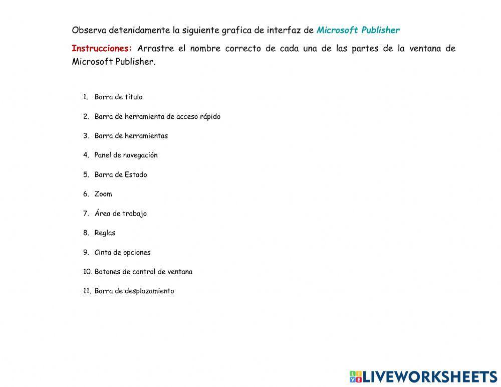 Interfaz gráfica de Microsoft Publisher