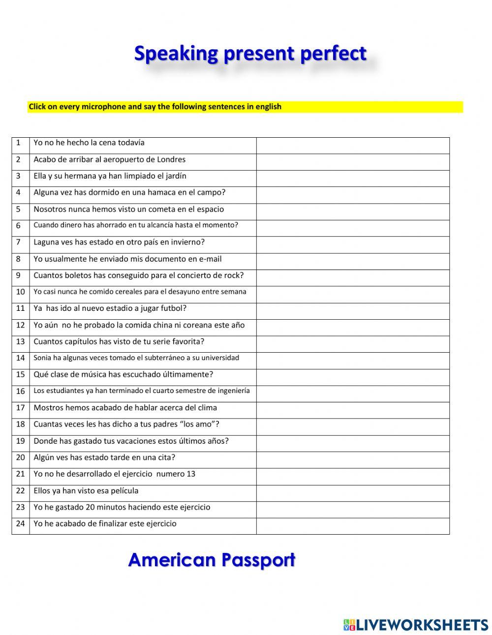 Present perfect. amerpassport