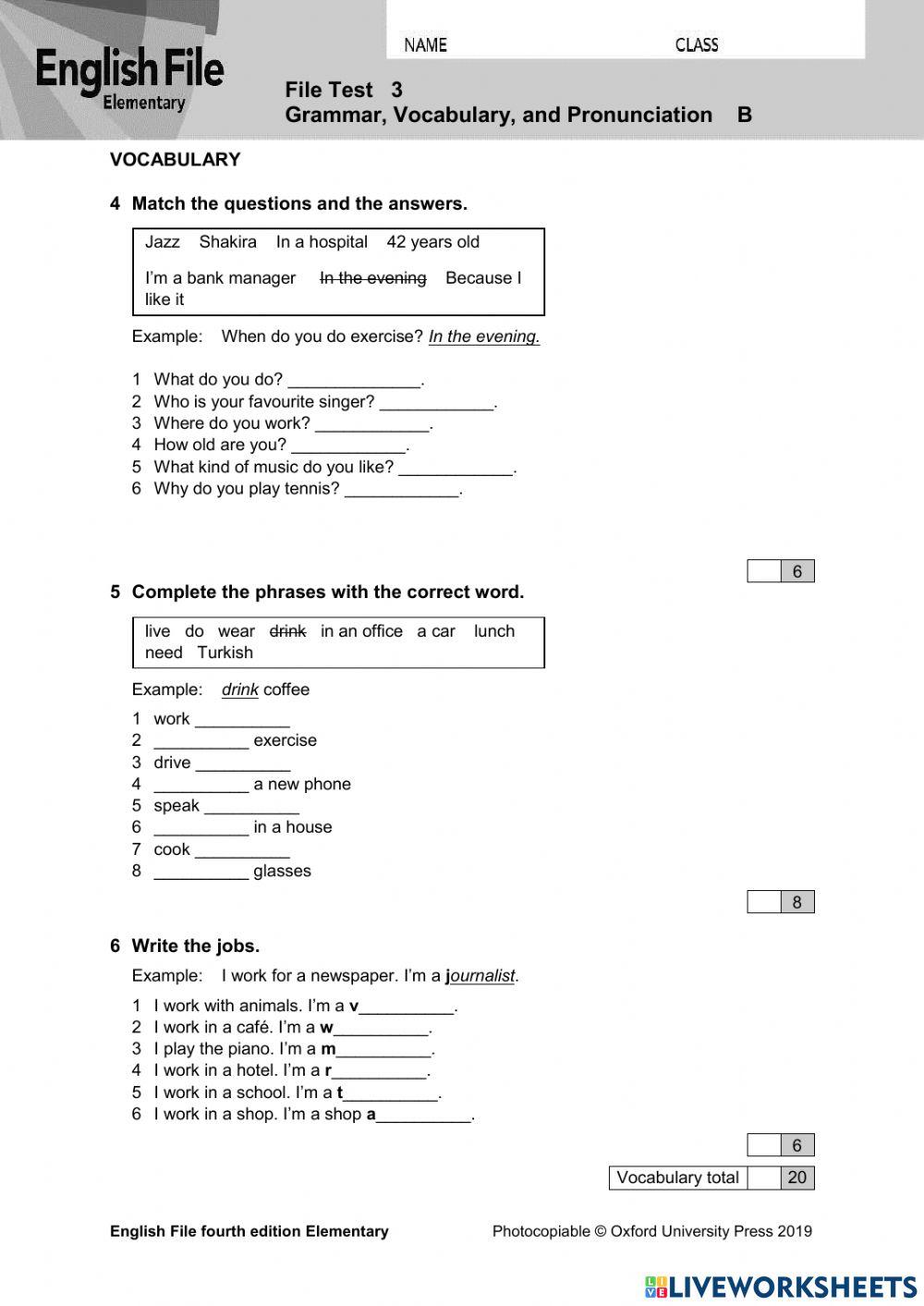 English File elementary- unit 3