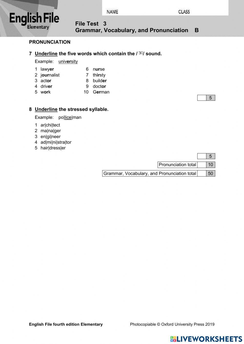 English File elementary- unit 3
