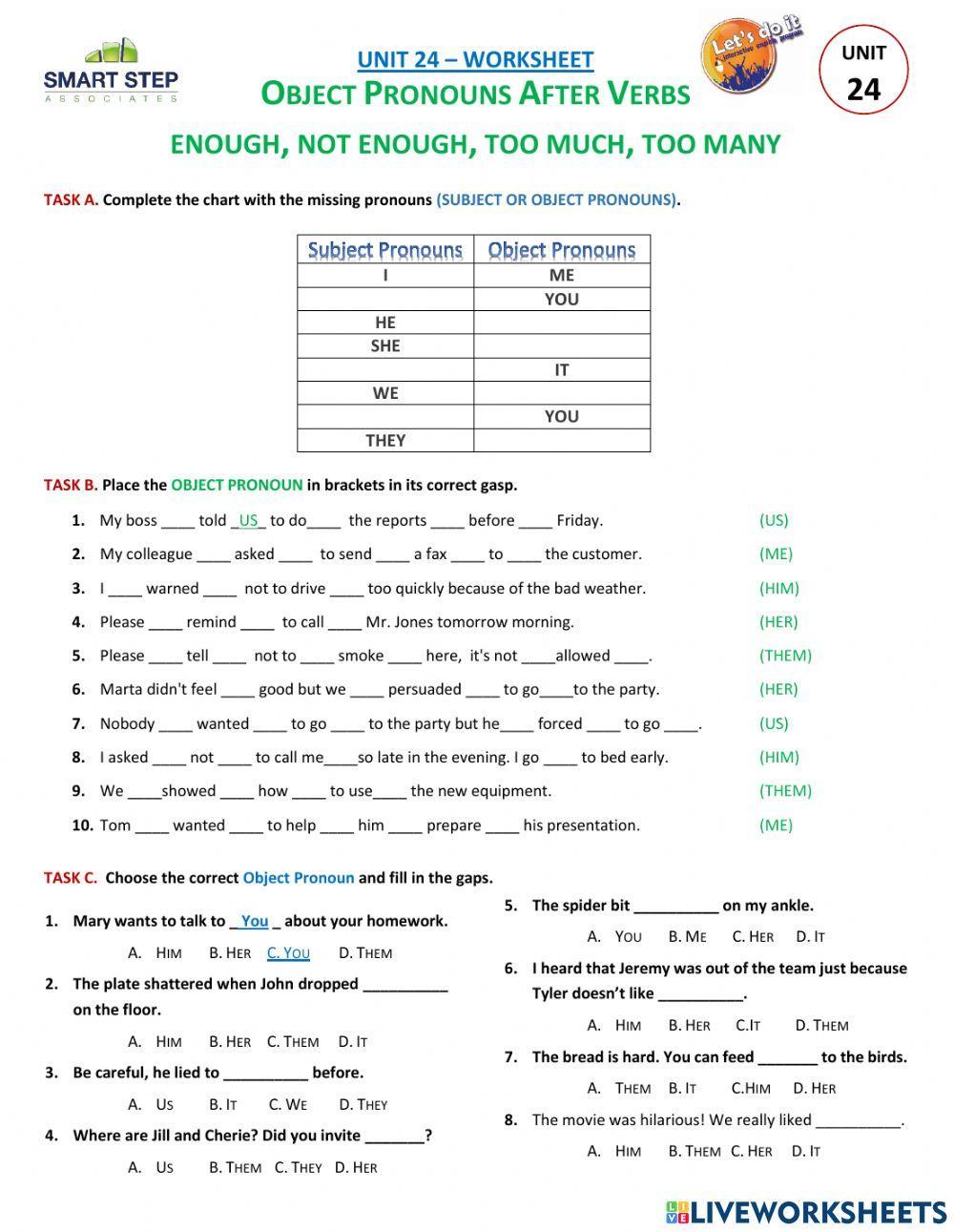 UNIT 24 - Object Pronouns - Enough