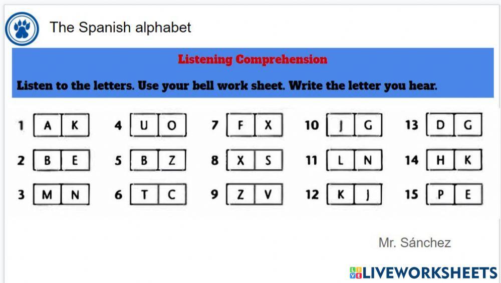 The Spanish Alphabet. Letter recognition.