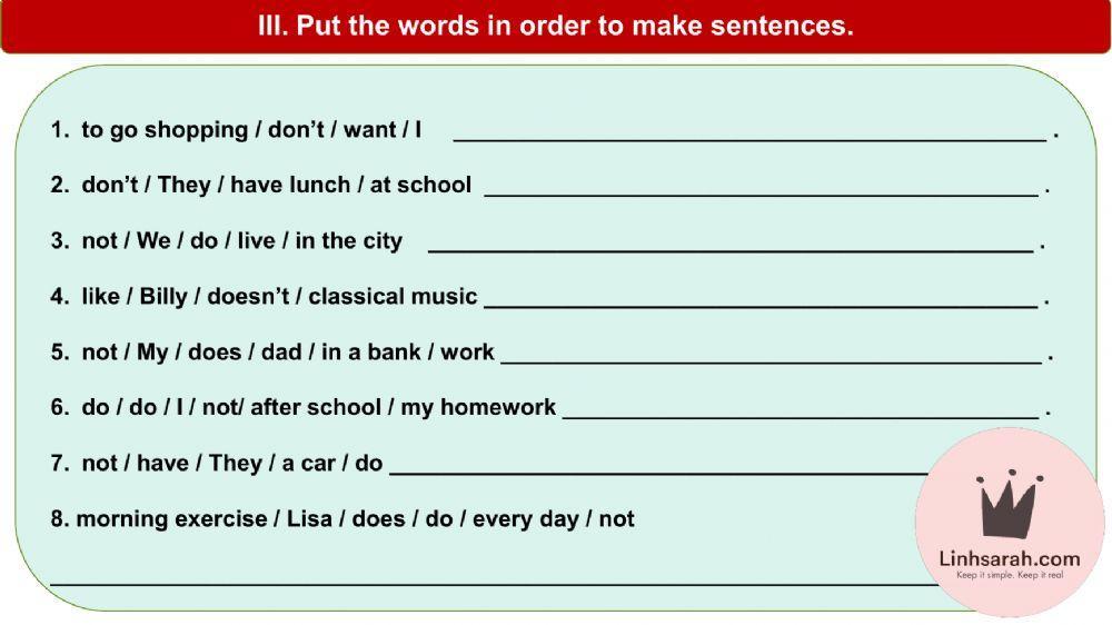 Exercises on The Present Simple Tense