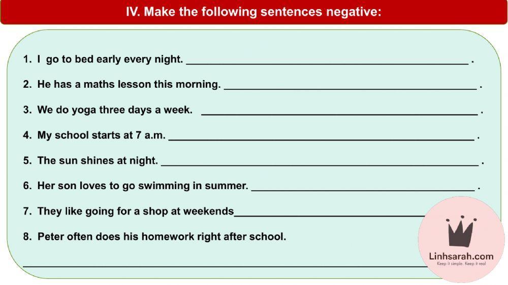 Exercises on The Present Simple Tense