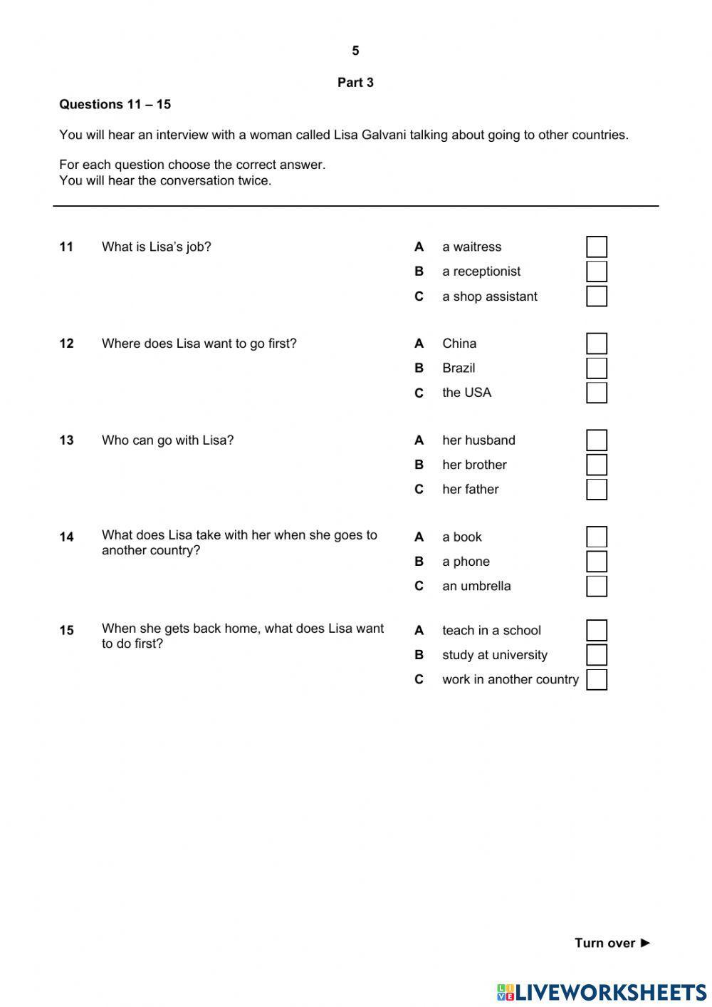Empower A1 mid test listening worksheet | Live Worksheets