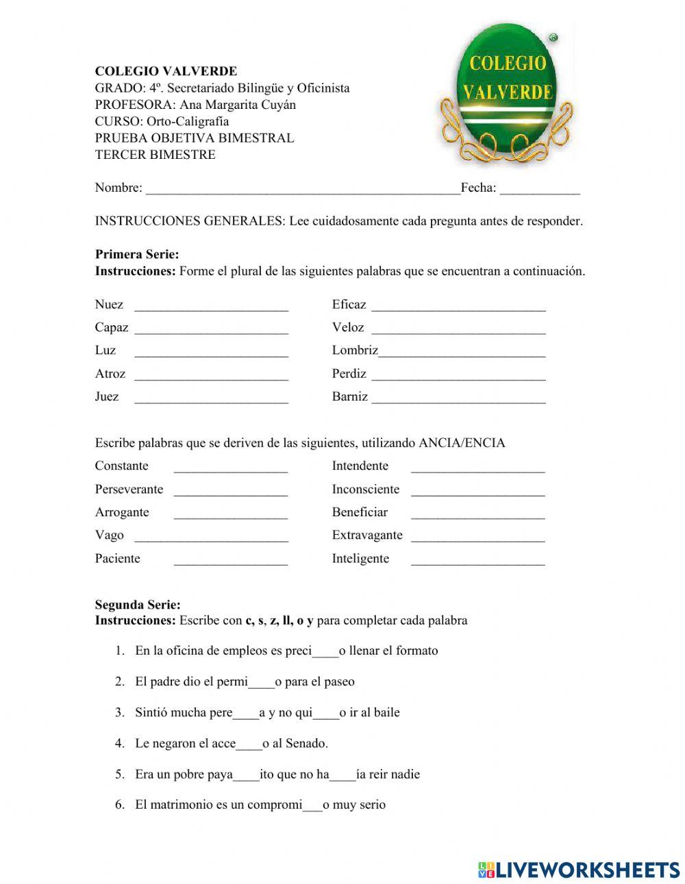 Examen de redacción