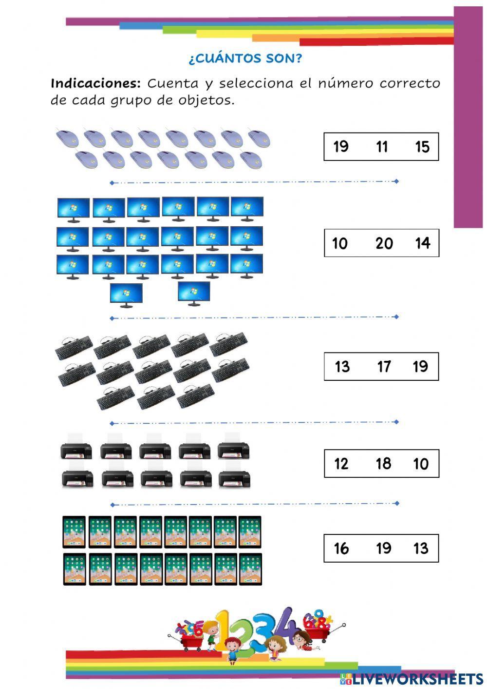 Reconocer hardware y contar del 1 al 20.