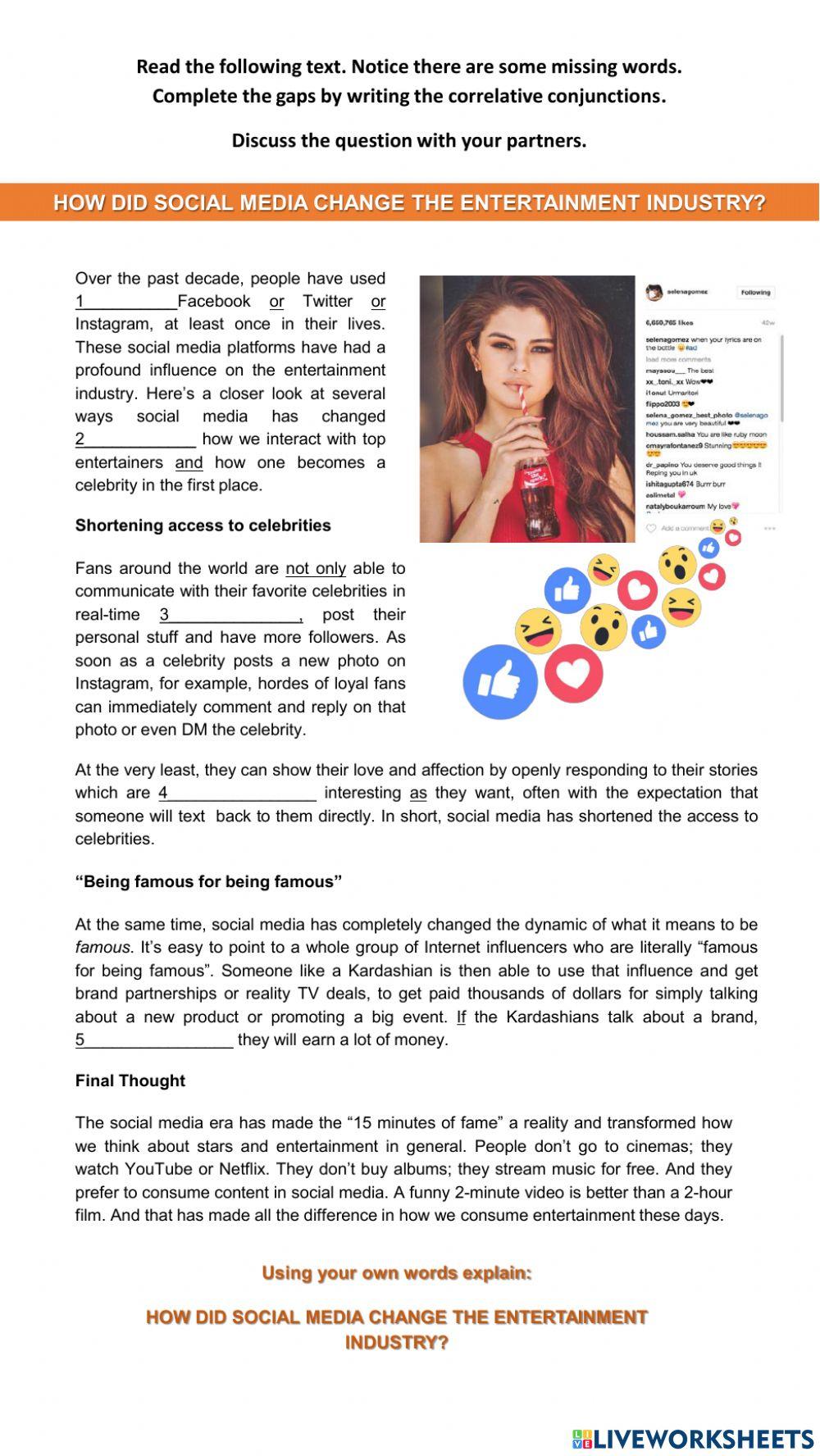 How did social media changed the entertainment