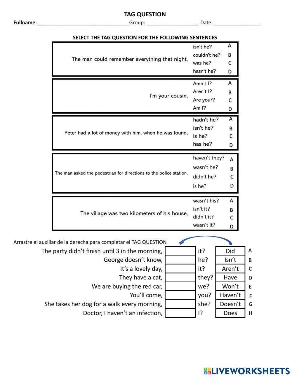 Test Tag questions BUL