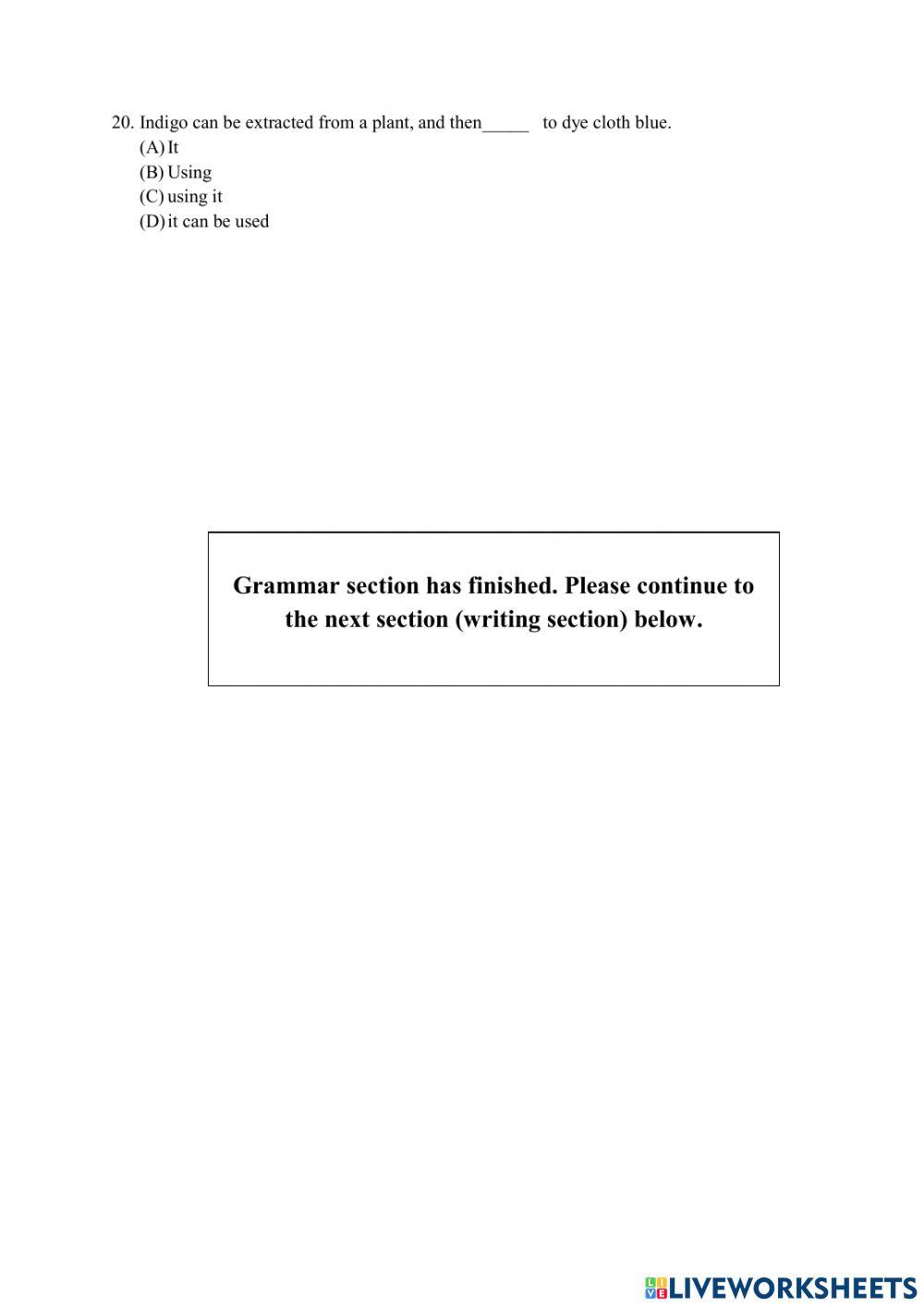 Academic Writing and Speaking Entrance Test