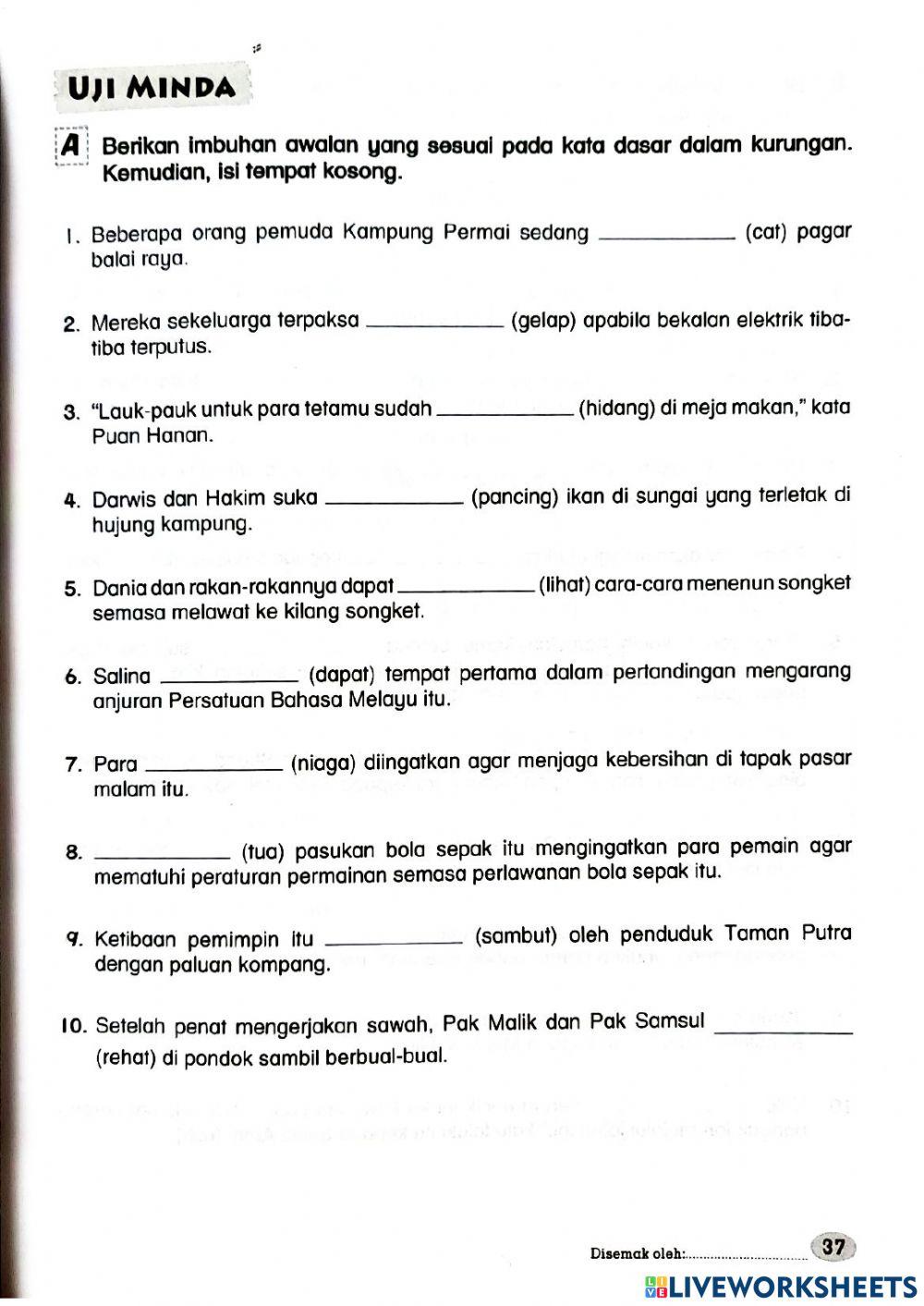 Bahasa Melayu - Kata Berimbuhan Set 1