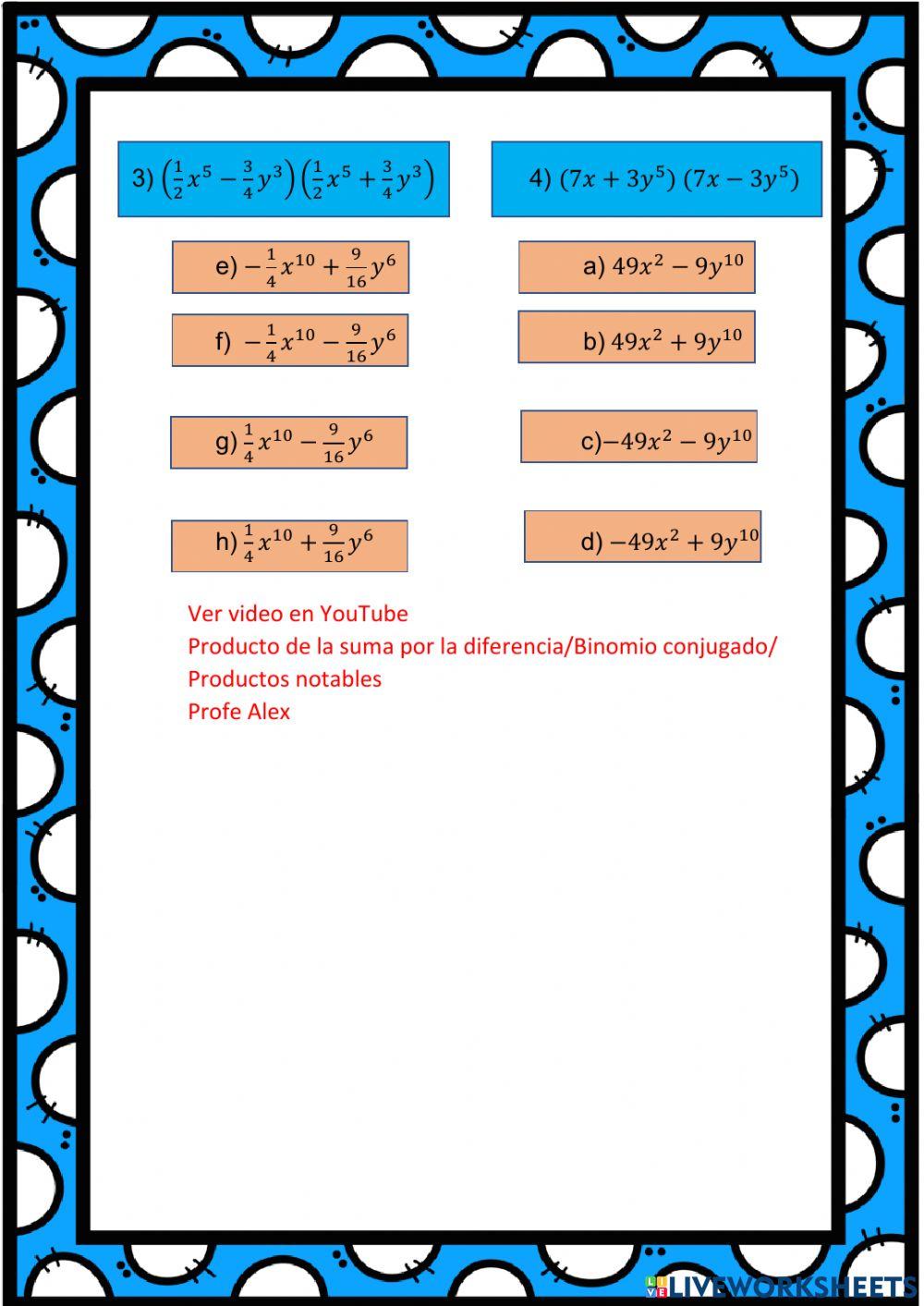 1.5) Producto de la suma por la diferencia