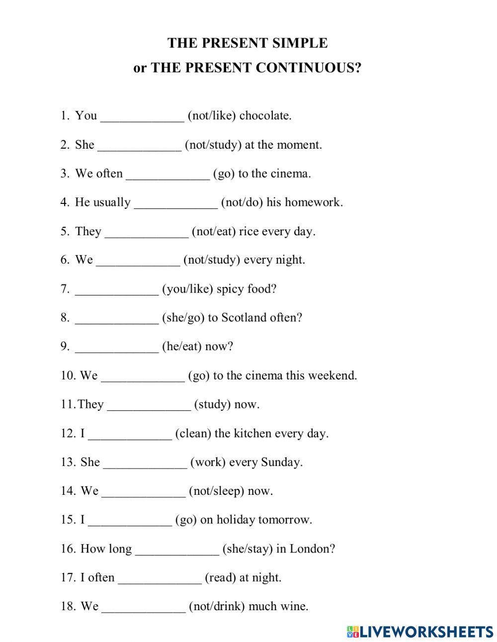 The present simple vs The present continuous