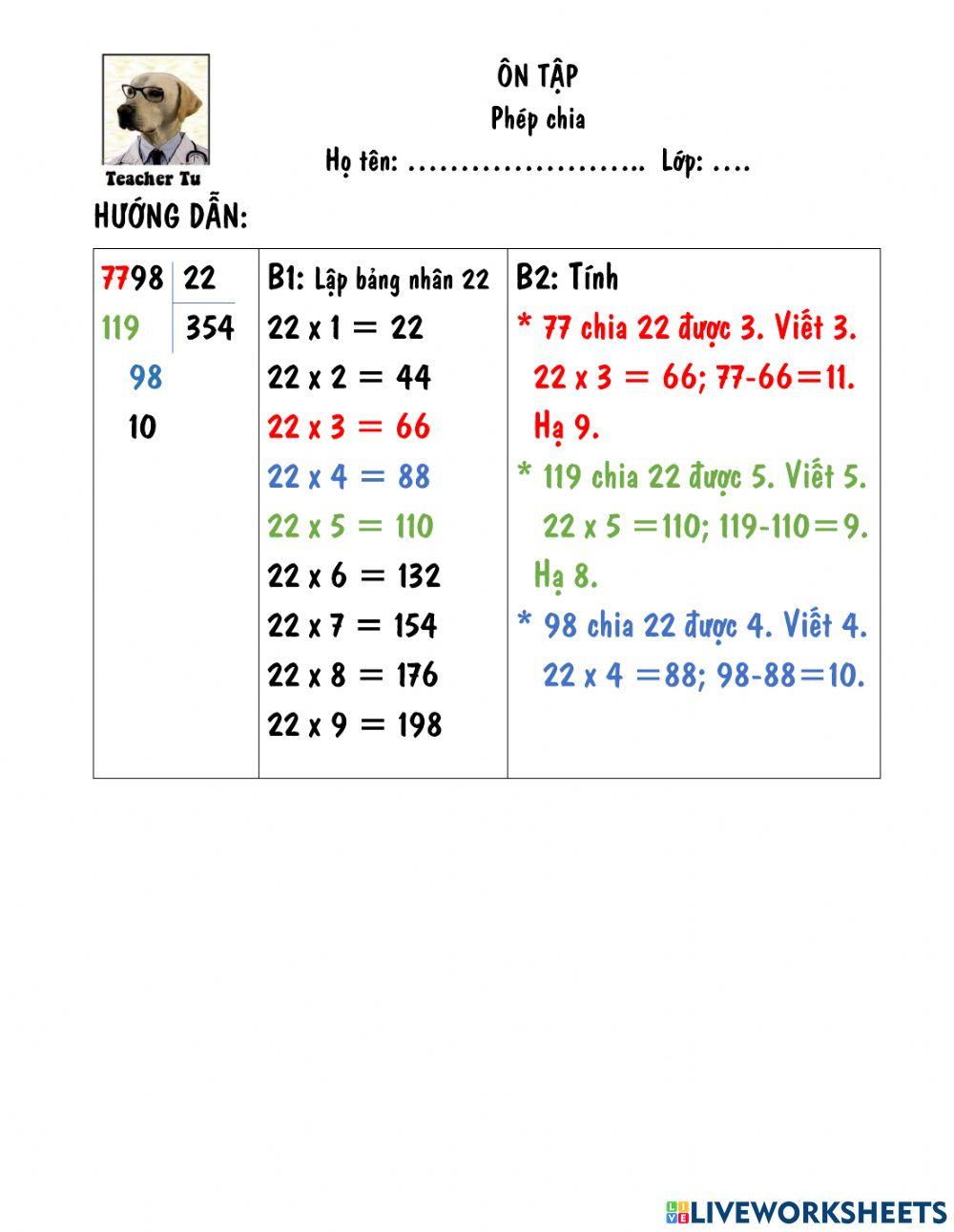 Chia cho số có 2 chữ số