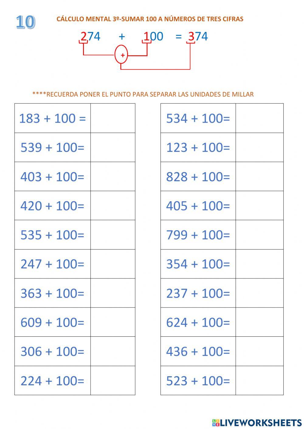 3ºCálculo 4.1 342 + 100