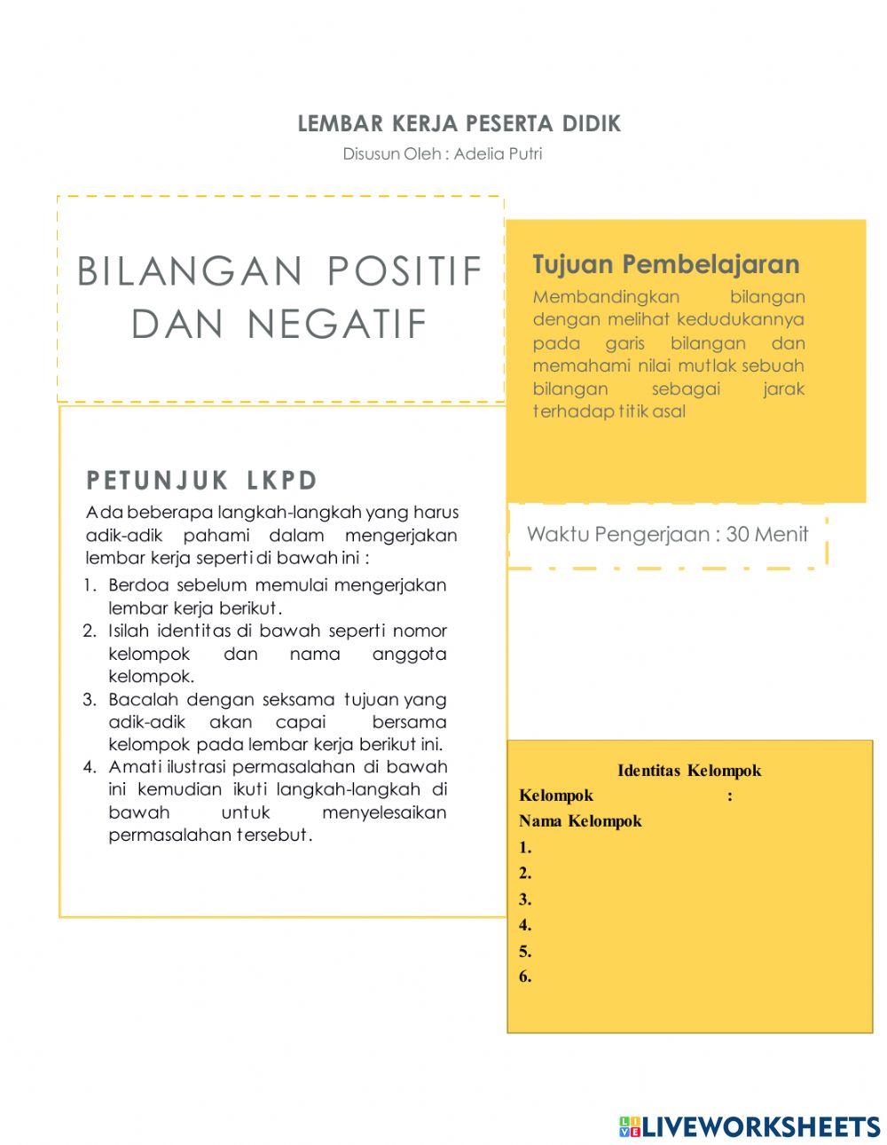 LKPD BIlangan Positif dan Negatif 1.2