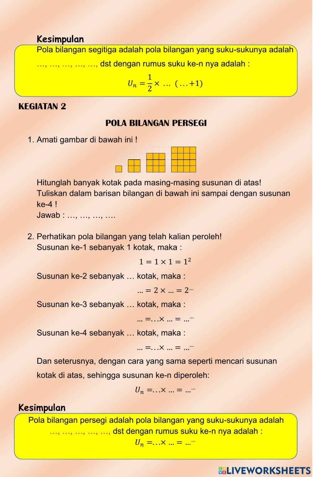 Pola bilangan segitiga dan persegi