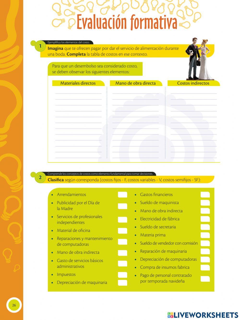 Actividad de costos fijos y variables