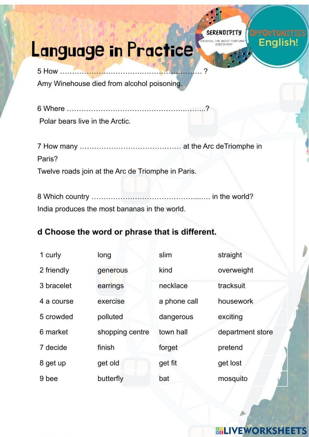 Unit 12C, pre intermediate homework