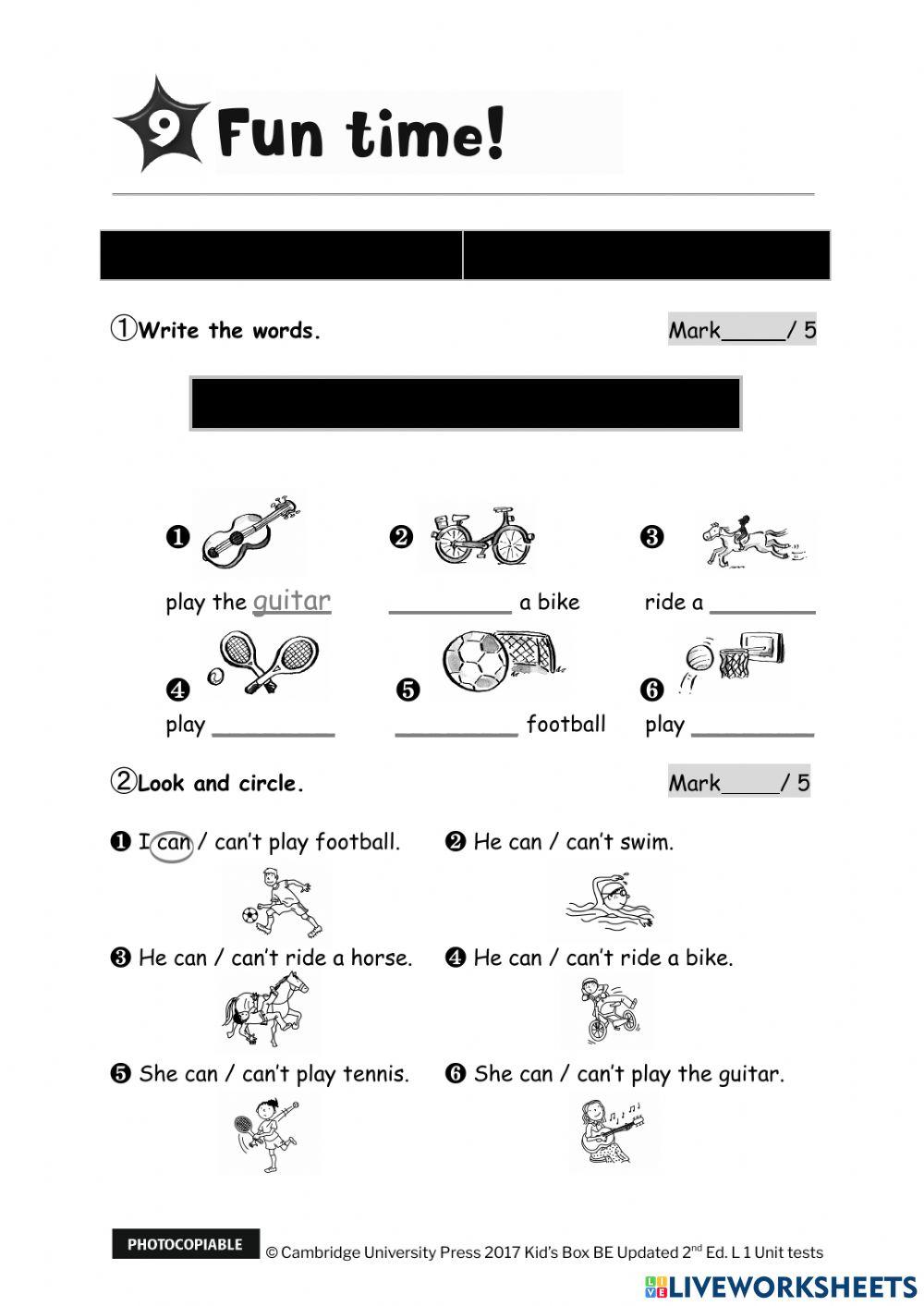 Kids box 1, unit 9-12