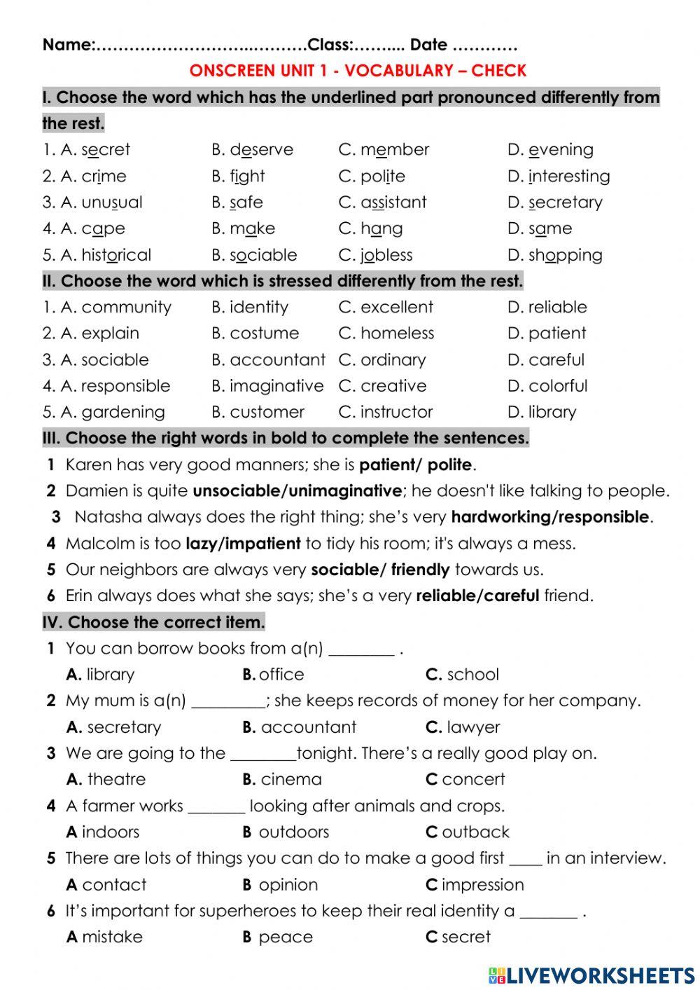 OS A2 - U1- VOCABULARY CHECK 1