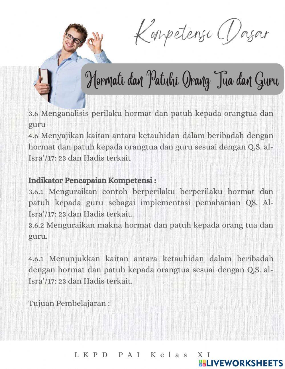 LKPD Hormat dan Patuh Kepada Orang Tua dan Guru