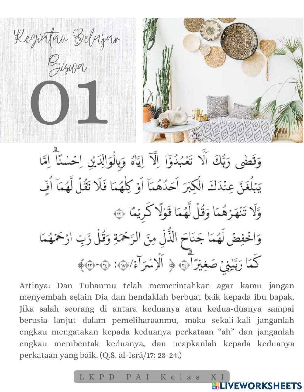 LKPD Hormat dan Patuh Kepada Orang Tua dan Guru