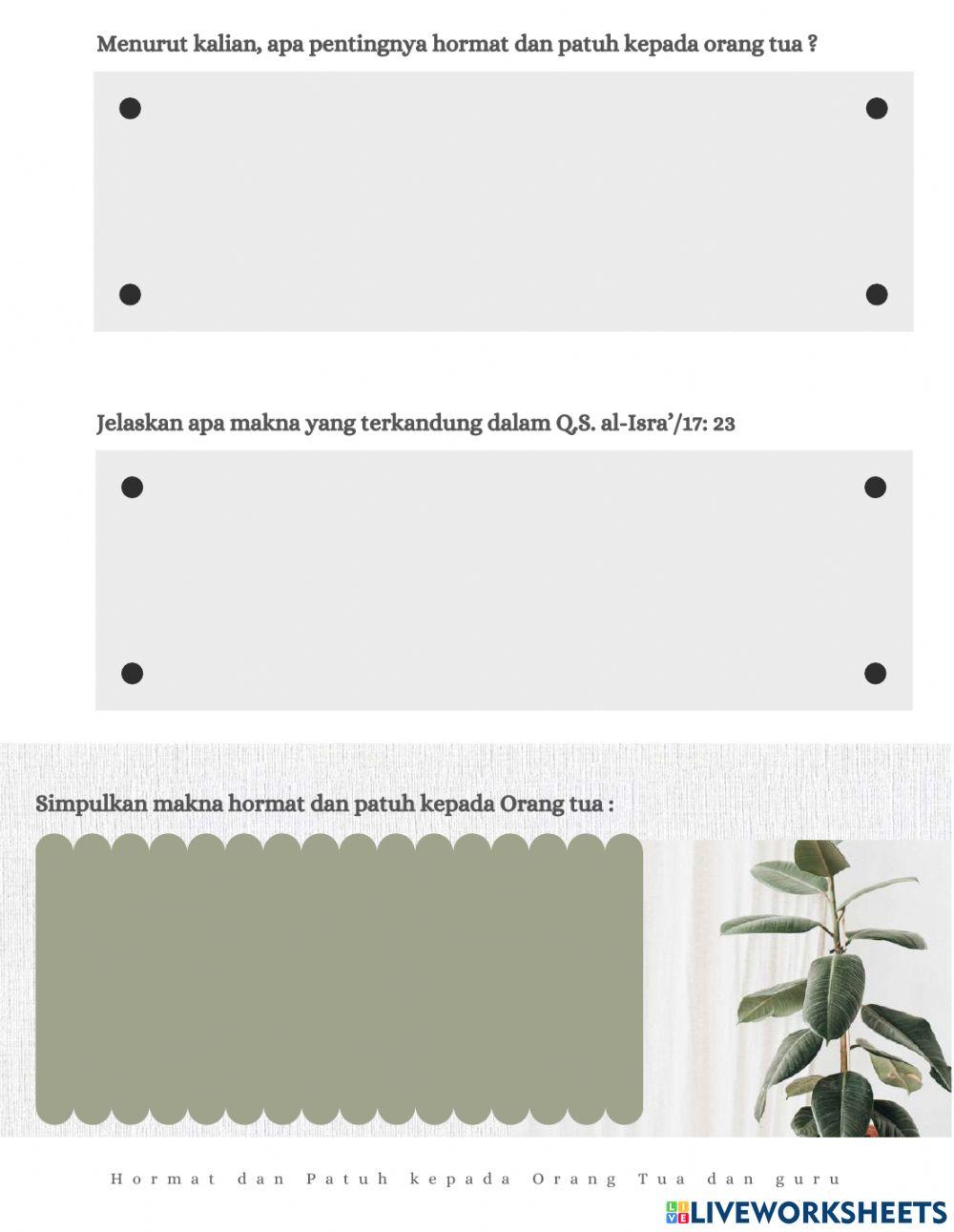 LKPD Hormat dan Patuh Kepada Orang Tua dan Guru