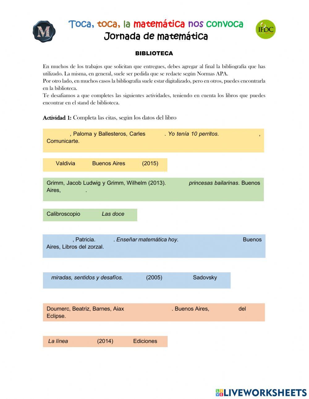 Biblioteca. Bibliografía