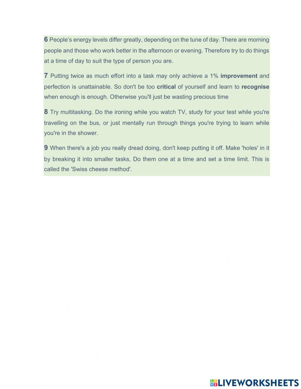 MANAGING MY TIME Lesson preparation