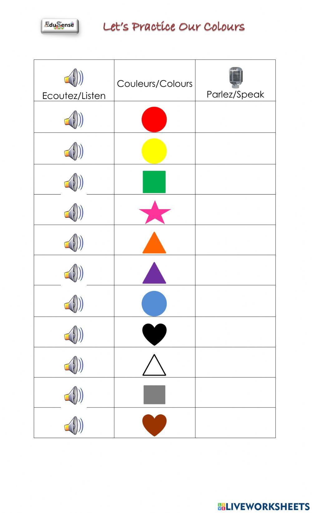 Prononcer 11 couleurs