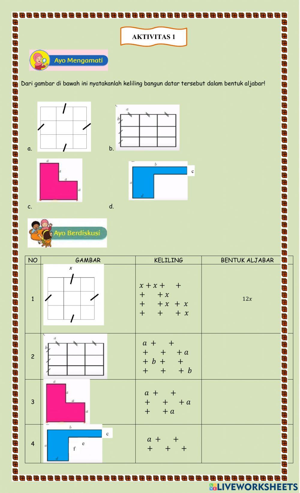 Operasi penjumlahan dan pengurangan bentuk aljabar