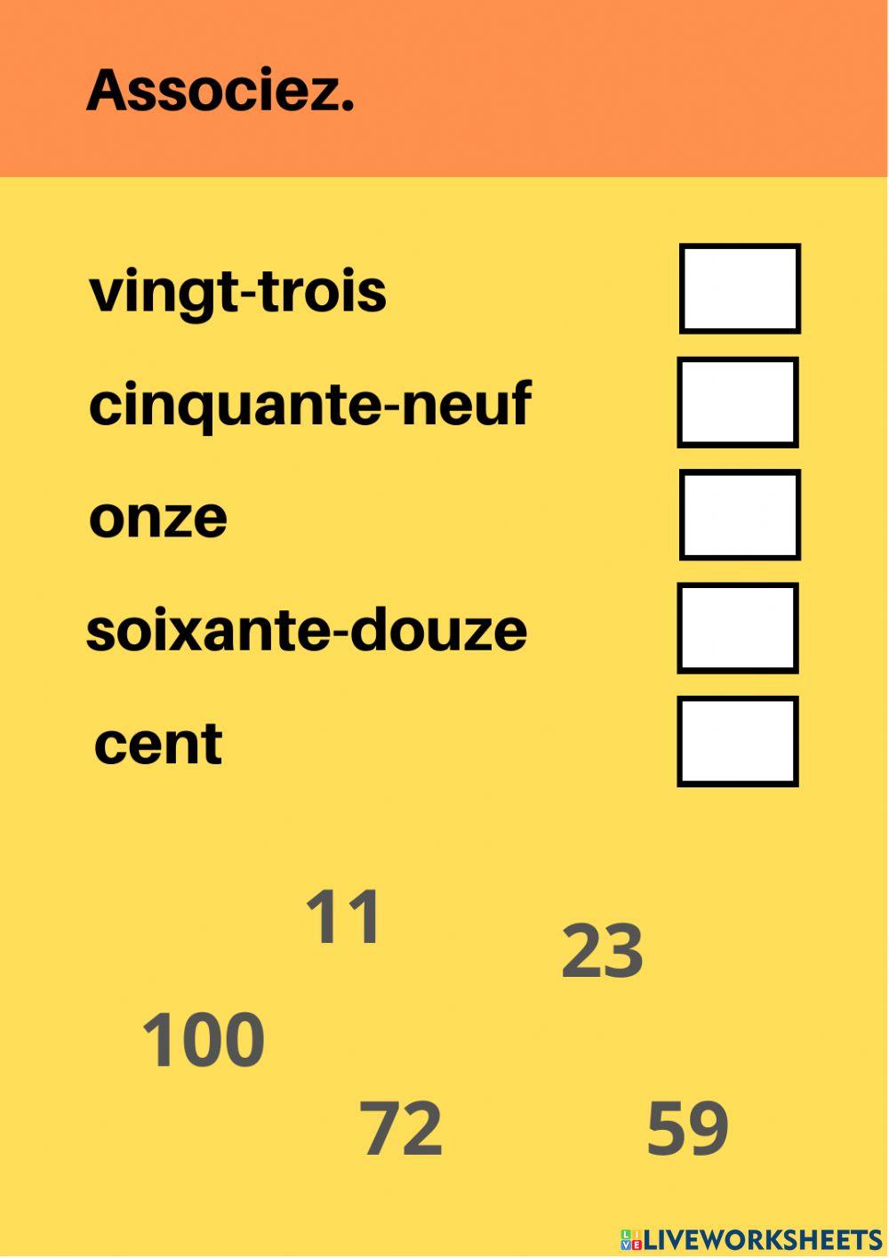 Les Nombres 0-100