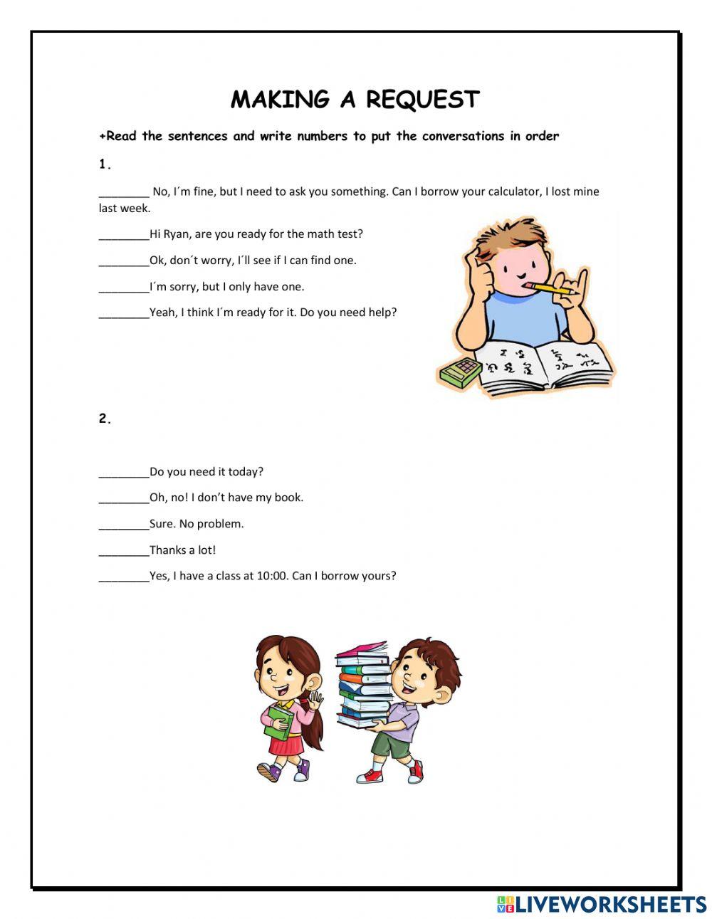 Making a request online exercise for | Live Worksheets