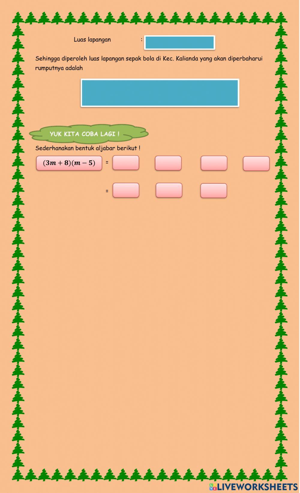 Operasi perkalian bentuk aljabar
