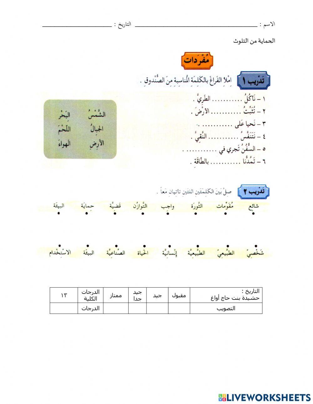 حماية من التلوث - المفردات