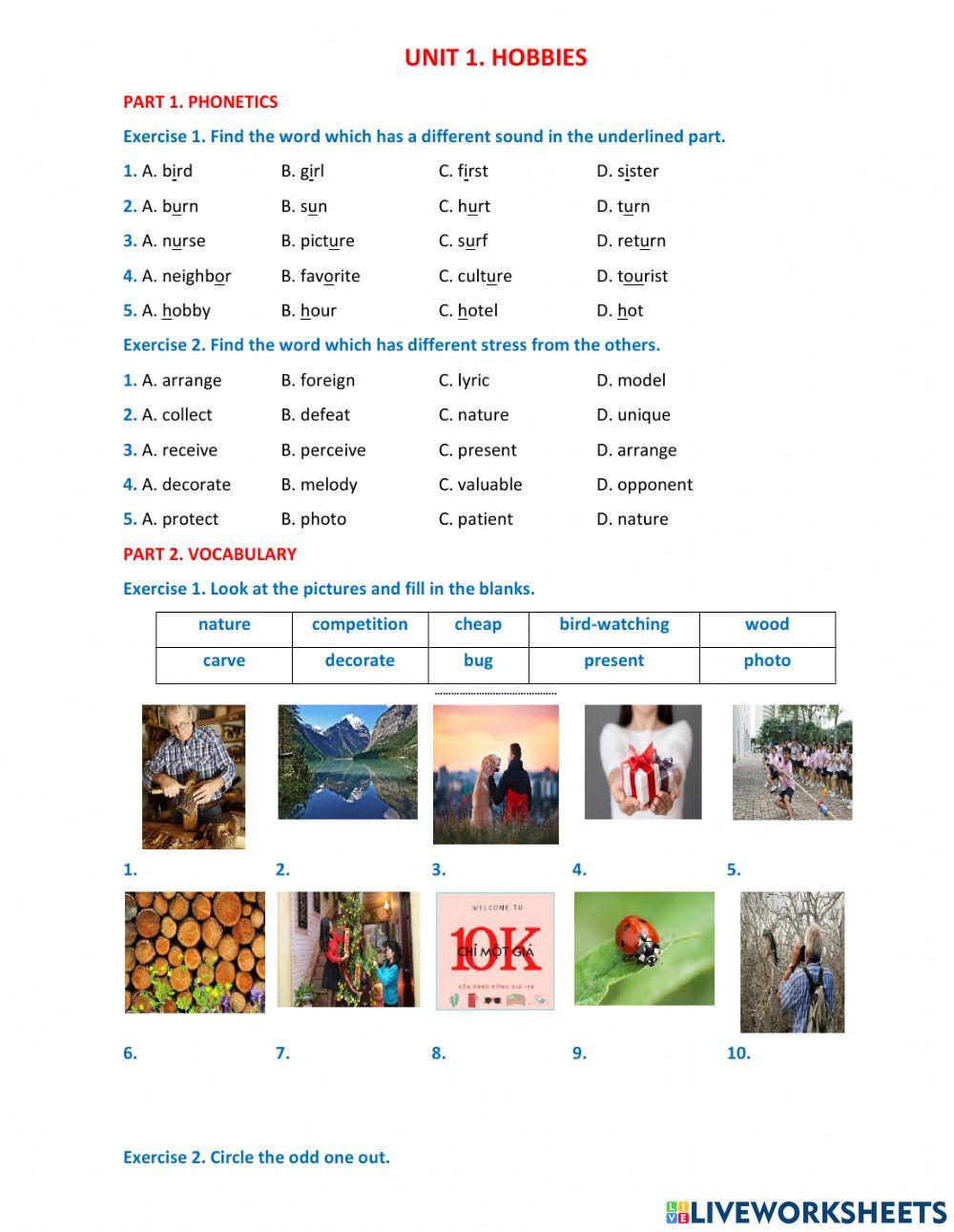 2129206 | English 7.Unit 1(Phonetics -Vocabulary)
