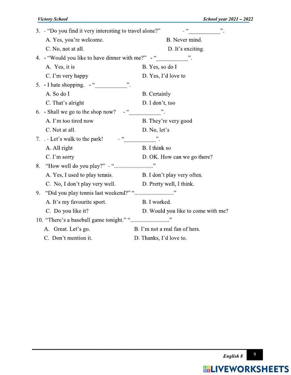 E8. unit 1. leisure activities