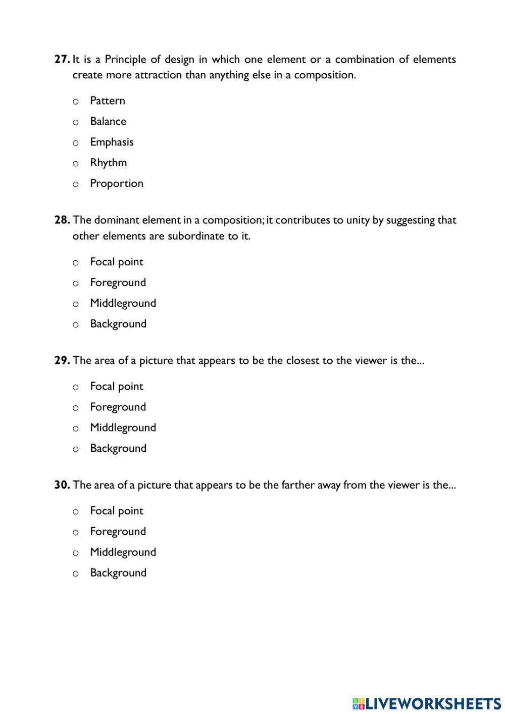 Listening Comprehension: Elements and Principles of Design